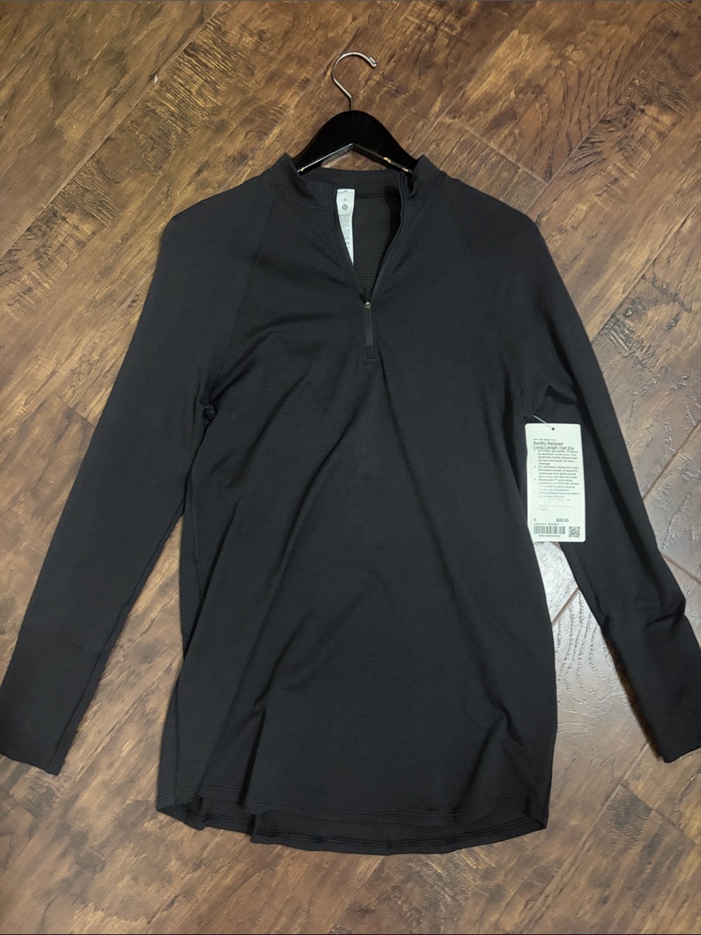 Lululemon Swiftly Relaxed Long Lemgth Black half-Zip Long-Sleeve Shirt